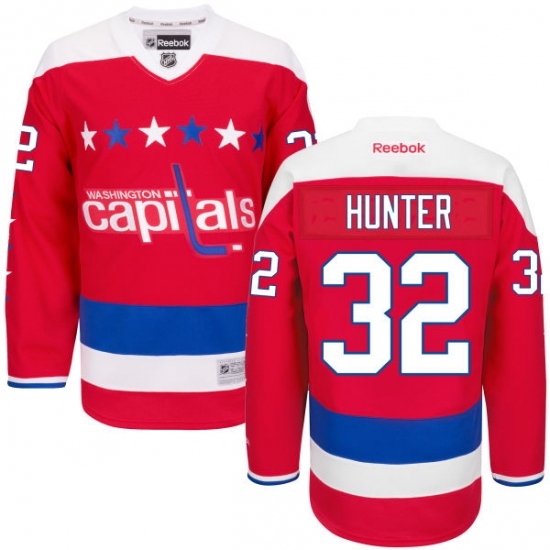 Men's Reebok Washington Capitals #32 Dale Hunter Premier Red Third NHL Jersey - Ujersey