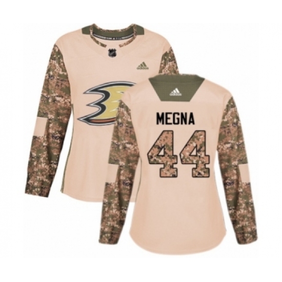 Women's Adidas Anaheim Ducks #44 Jaycob Megna Authentic Camo Veterans Day Practice NHL Jersey - Ujersey