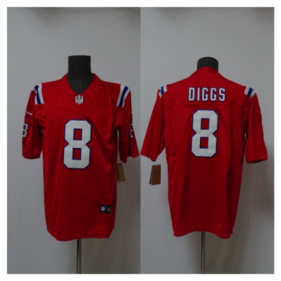 Men's New England Patriots #8 Stefon Diggs Red 2025 Vapor Limited Stitched Jersey - Ujersey