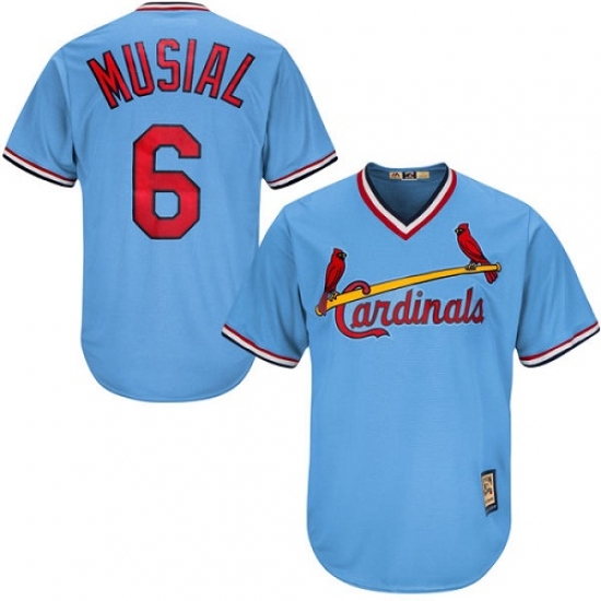 Men's Majestic St. Louis Cardinals #6 Stan Musial Replica Light Blue Cooperstown MLB Jersey - Ujersey