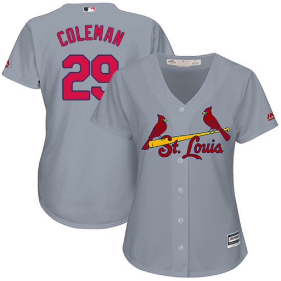 Women's Majestic St. Louis Cardinals #29 Vince Coleman Replica Grey Road Cool Base MLB Jersey - Ujersey