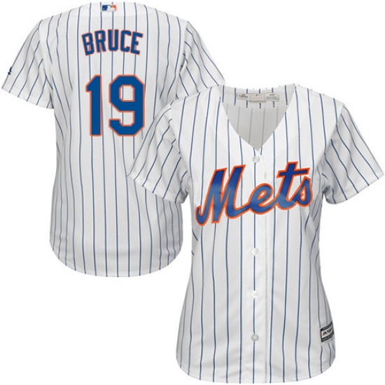 Women's Majestic New York Mets #19 Jay Bruce Replica White Home Cool Base MLB Jersey - Ujersey