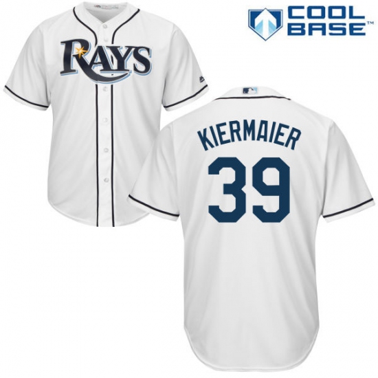 Youth Majestic Tampa Bay Rays #39 Kevin Kiermaier Authentic White Home Cool Base MLB Jersey