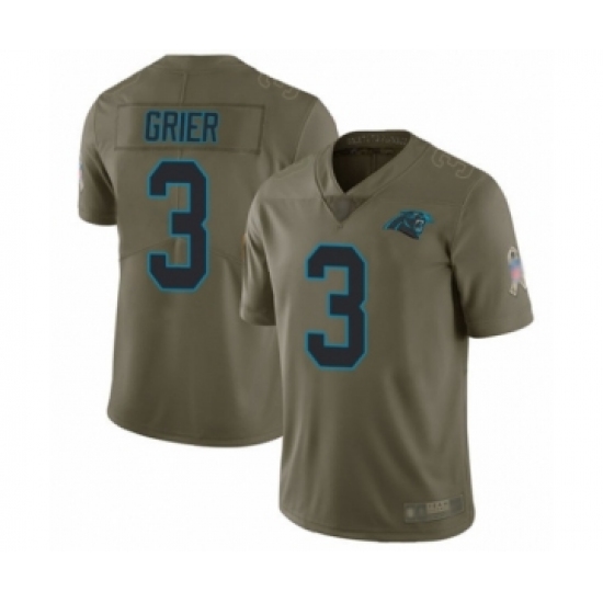 Youth Carolina Panthers #3 Will Grier Limited Olive 2017 Salute to Service Football Jersey - Ujersey