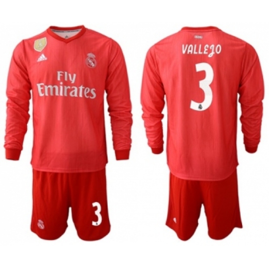 Real Madrid #3 Vallejo Third Long Sleeves Soccer Club Jersey