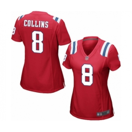 Women's New England Patriots #8 Jamie Collins Game Red Alternate Football Jersey - Ujersey