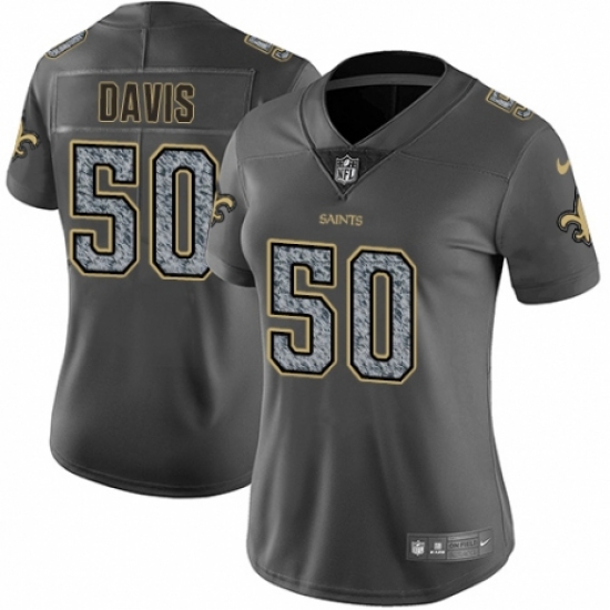 Women's Nike New Orleans Saints #50 DeMario Davis Gray Static Vapor Untouchable Limited NFL Jersey - Ujersey