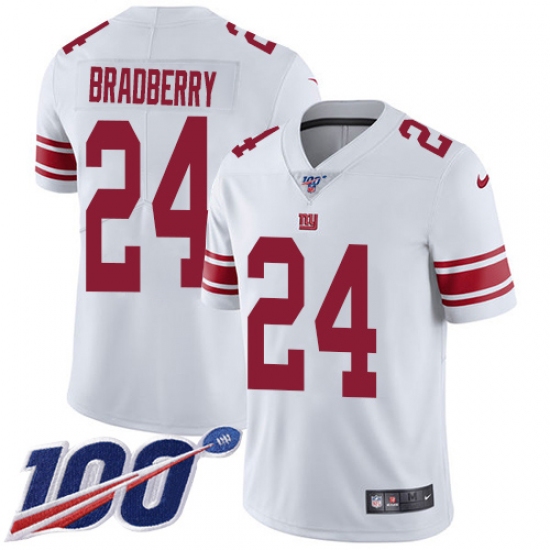Youth New York Giants #24 James Bradberry White Stitched 100th Season Vapor Untouchable Limited Jersey - Ujersey