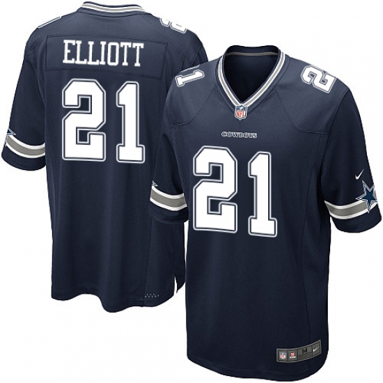Men's Nike Dallas Cowboys #21 Ezekiel Elliott Game Navy Blue Team Color NFL Jersey - Ujersey