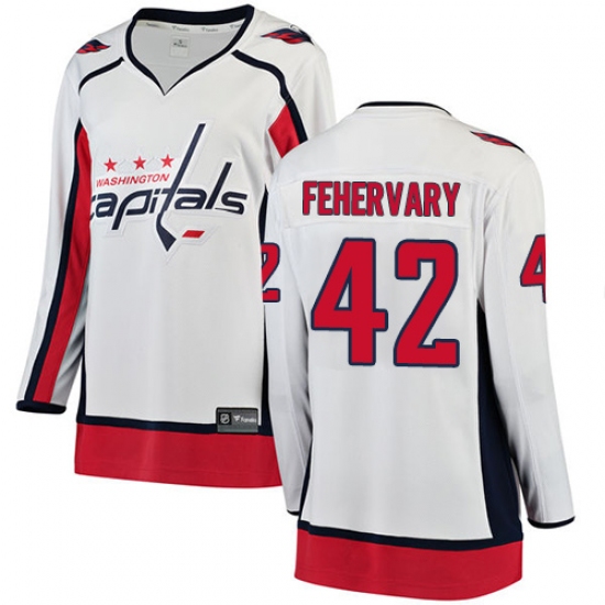 Women's Washington Capitals #42 Martin Fehervary Fanatics Branded White Away Breakaway NHL Jersey - Ujersey