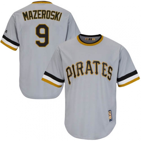 Men's Majestic Pittsburgh Pirates #9 Bill Mazeroski Replica Grey Cooperstown Throwback MLB Jersey - Ujersey