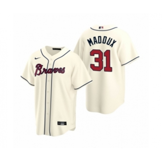 Men's Atlanta Braves #31 Greg Maddux Nike Cream 2020 Replica Alternate Jersey - Ujersey
