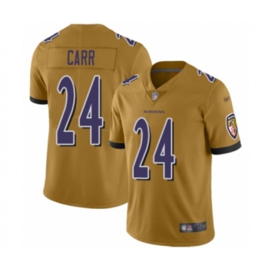 Youth Baltimore Ravens #24 Brandon Carr Limited Gold Inverted Legend Football Jersey - Ujersey