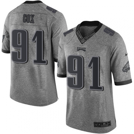 Men's Nike Philadelphia Eagles #91 Fletcher Cox Limited Gray Gridiron NFL Jersey - Ujersey