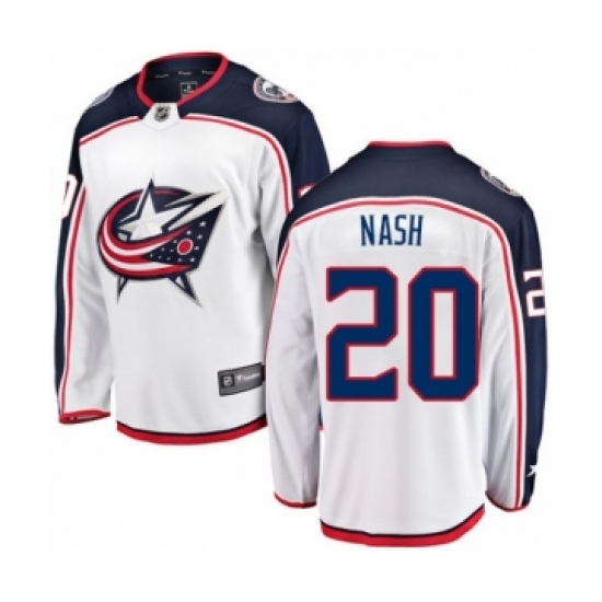 Youth Columbus Blue Jackets #20 Riley Nash Authentic White Away Fanatics Branded Breakaway NHL Jersey - Ujersey