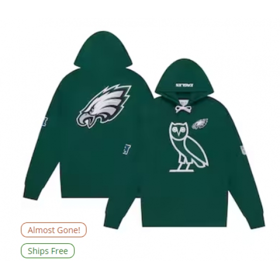 Men's Philadelphia Eagles OVO x NFL Midnight Green OG Owl Pullover Hoodie - Ujersey