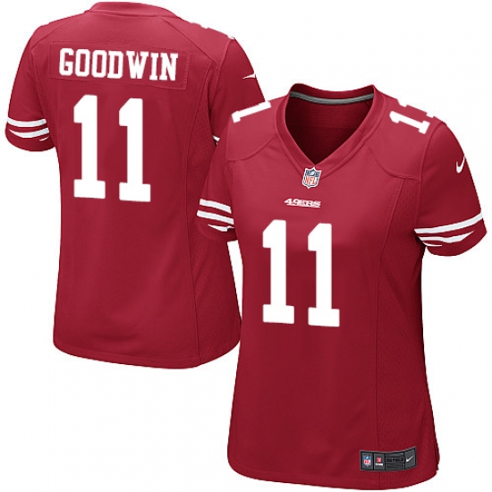 Women's Nike San Francisco 49ers #11 Marquise Goodwin Game Red Team Color NFL Jersey - Ujersey