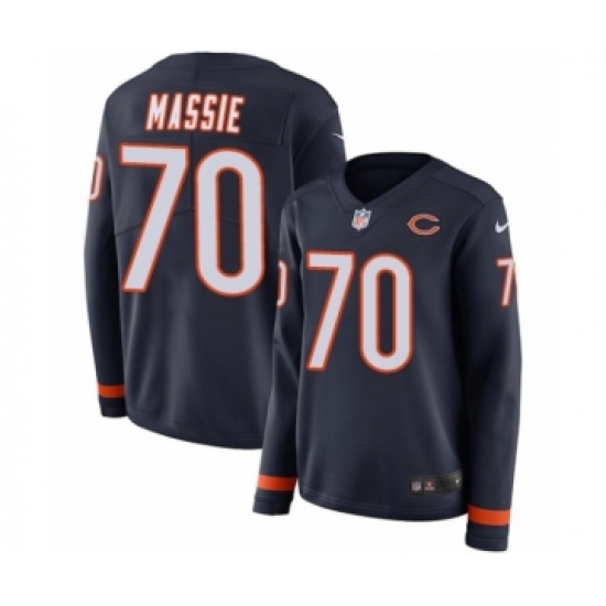 Women's Nike Chicago Bears #70 Bobby Massie Limited Navy Blue Therma Long Sleeve NFL Jersey - Ujersey