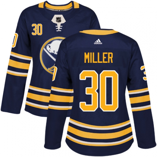 Women's Adidas Buffalo Sabres #30 Ryan Miller Authentic Navy Blue Home NHL Jersey - Ujersey