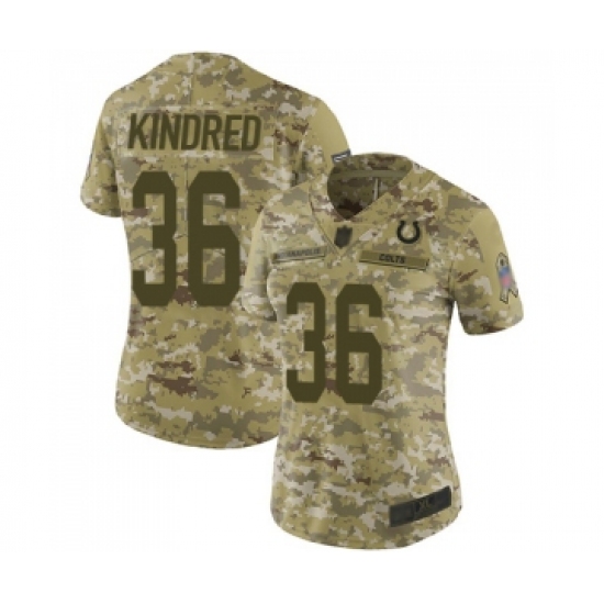 Women's Indianapolis Colts #36 Derrick Kindred Limited Camo 2018 Salute to Service Football Jersey - Ujersey