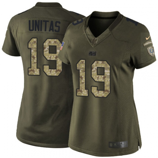 Women's Nike Indianapolis Colts #19 Johnny Unitas Elite Green Salute to Service NFL Jersey - Ujersey