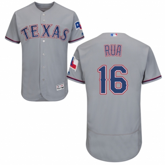 Men's Majestic Texas Rangers #16 Ryan Rua Grey Road Flex Base Authentic Collection MLB Jersey