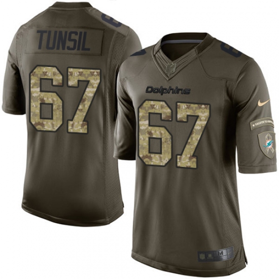 Youth Nike Miami Dolphins #67 Laremy Tunsil Elite Green Salute to Service NFL Jersey - Ujersey