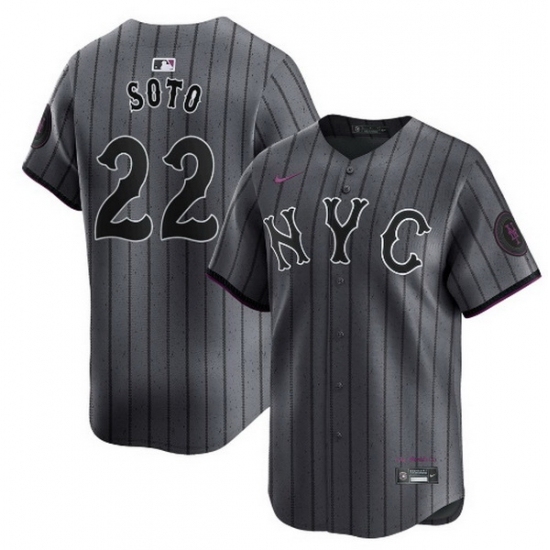 Men New York Mets Juan Soto #22 City Connect Limited Stitched MLB Jersey - Ujersey