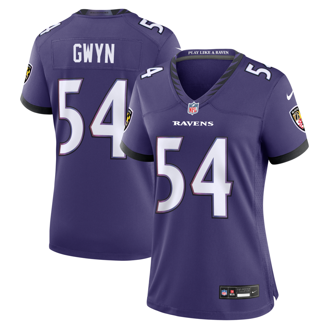 Women's Baltimore Ravens Jovaughn Gwyn Nike Purple Team Game Jersey - Ujersey