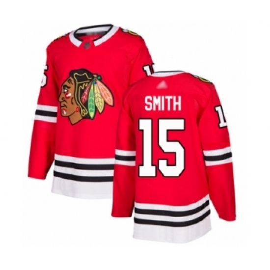 Men's Chicago Blackhawks #15 Zack Smith Authentic Red Home Hockey Jersey - Ujersey