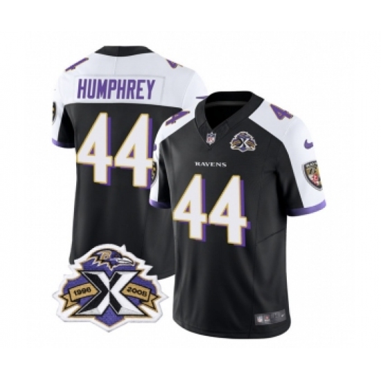 Men's Nike Baltimore Ravens #44 Marlon Humphrey Black White 2023 F.U.S.E Throwback Vapor Limited Stitched Jersey - Ujersey