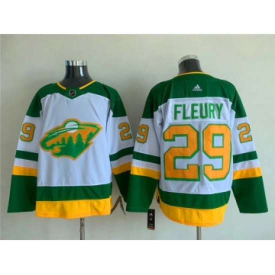 Men's Minnesota Wild #29 Marc-Andre Fleury White Green Stitched Jersey - Ujersey