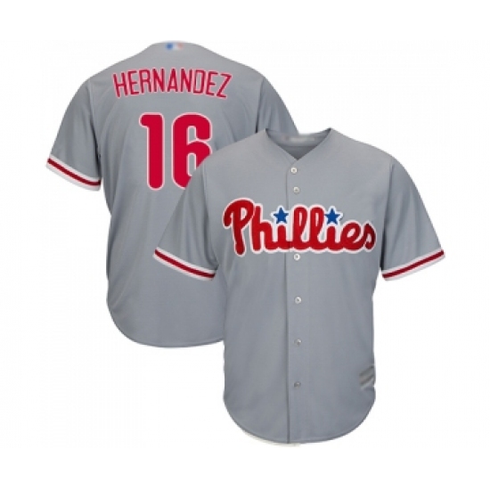 Youth Philadelphia Phillies #16 Cesar Hernandez Replica Grey Road Cool Base Baseball Jersey - Ujersey