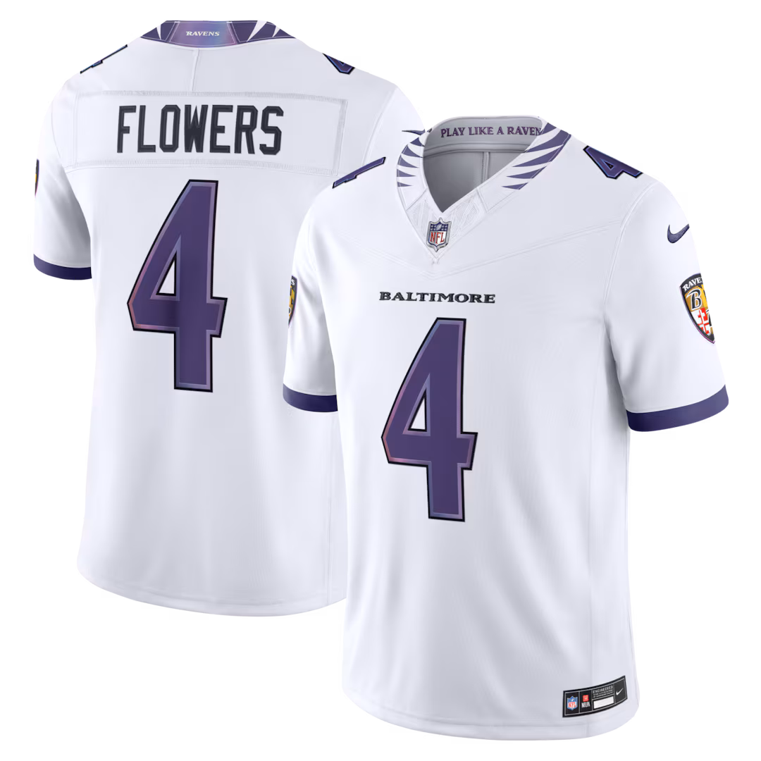 Men's Baltimore Ravens Zay Flowers Nike White Vapor F.U.S.E. Stitched Limited Jersey - Ujersey