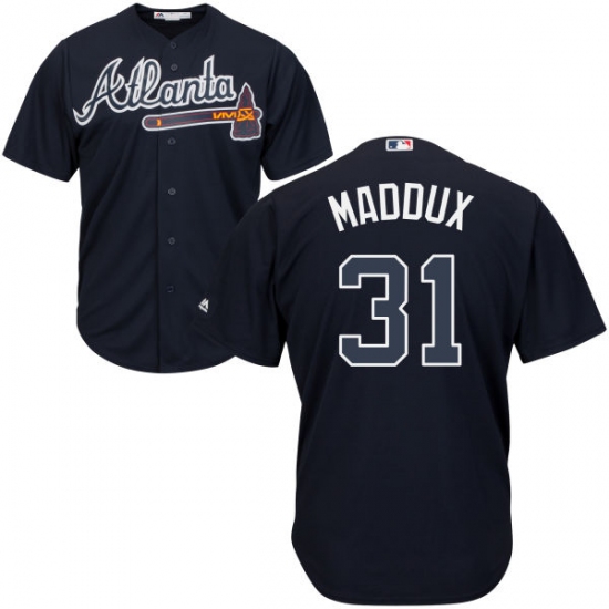 Youth Majestic Atlanta Braves #31 Greg Maddux Authentic Blue Alternate Road Cool Base MLB Jersey - Ujersey