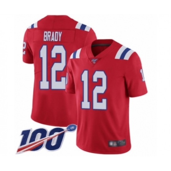Men's New England Patriots #12 Tom Brady Red Alternate Vapor Untouchable Limited Player 100th Season Football Jersey - Ujersey