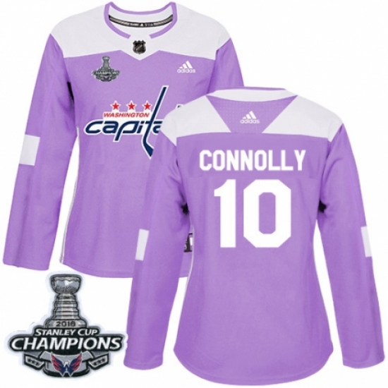 Women's Adidas Washington Capitals #10 Brett Connolly Authentic Purple Fights Cancer Practice 2018 Stanley Cup Final Champions NHL Jersey - Ujersey