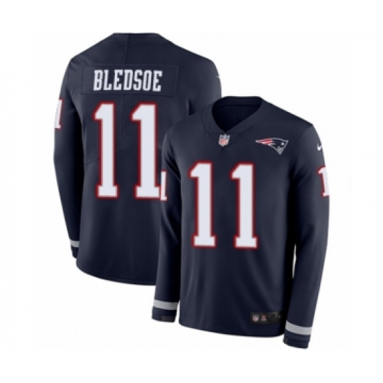 Youth Nike New England Patriots #11 Drew Bledsoe Limited Navy Blue Therma Long Sleeve NFL Jersey - Ujersey