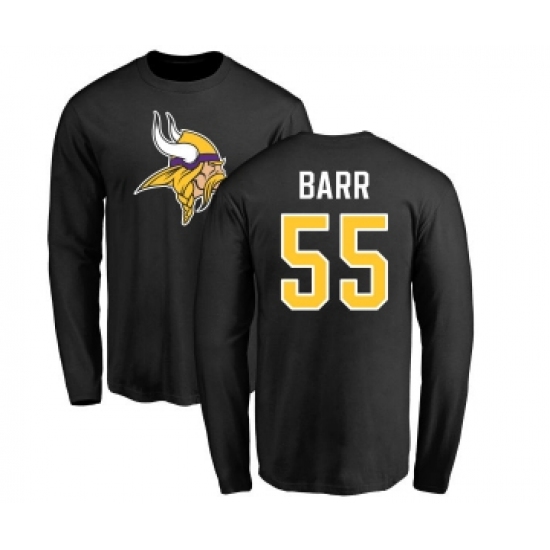 Football Minnesota Vikings #55 Anthony Barr Black Name & Number Logo Long Sleeve T-Shirt - Ujersey