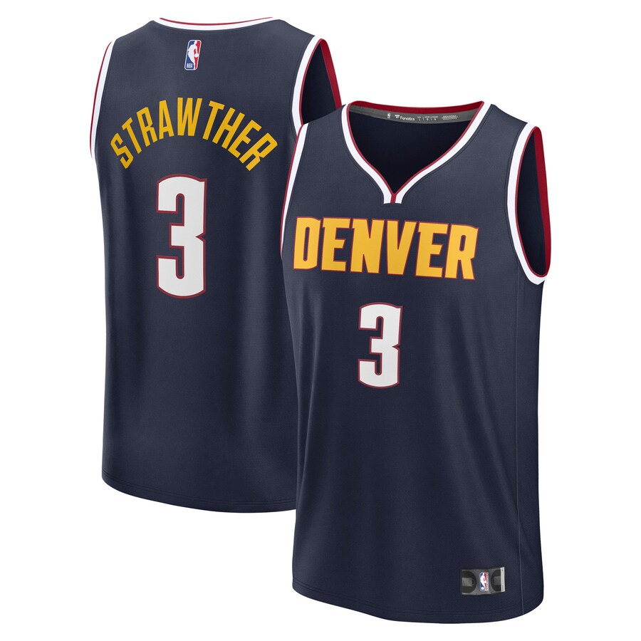 Men's Denver Nuggets Julian Strawther Fanatics Navy Fast Break Replica Player Jersey - Icon Edition - Ujersey
