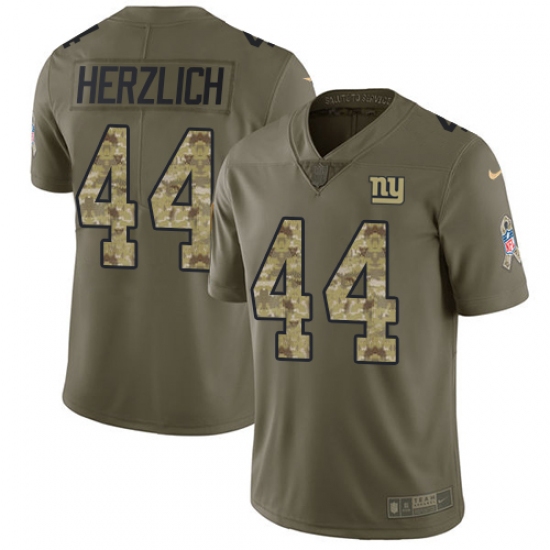 Men's Nike New York Giants #44 Mark Herzlich Limited Olive/Camo 2017 Salute to Service NFL Jersey - Ujersey