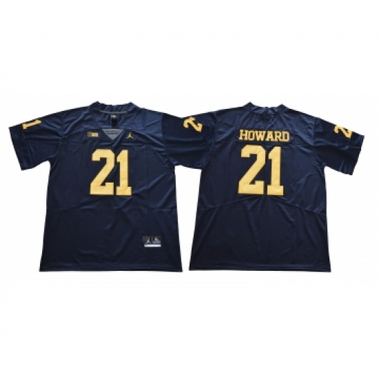 Michigan Wolverines 21 Desmond Howard Navy College Football Jersey - Ujersey