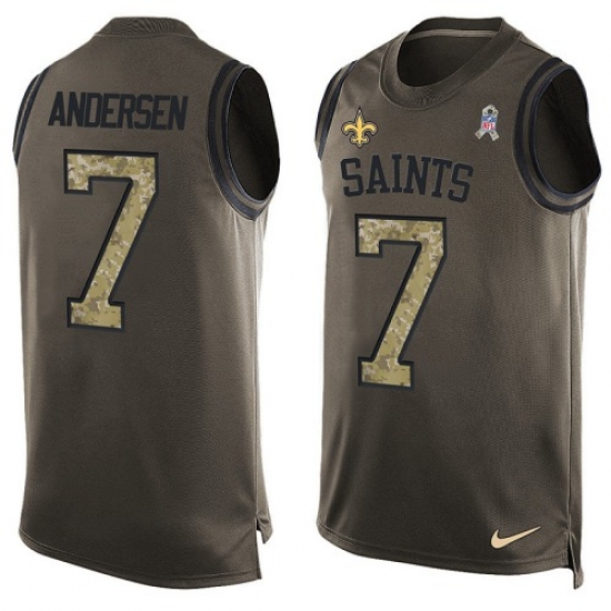 Men's Nike New Orleans Saints #7 Morten Andersen Limited Green Salute to Service Tank Top NFL Jersey