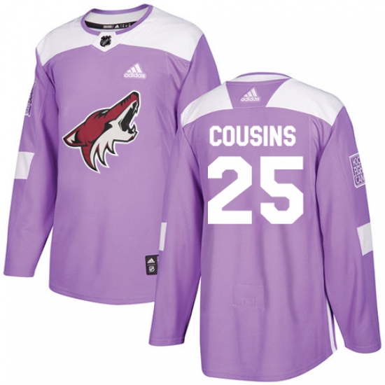 Men's Adidas Arizona Coyotes #25 Nick Cousins Authentic Purple Fights Cancer Practice NHL Jersey - Ujersey