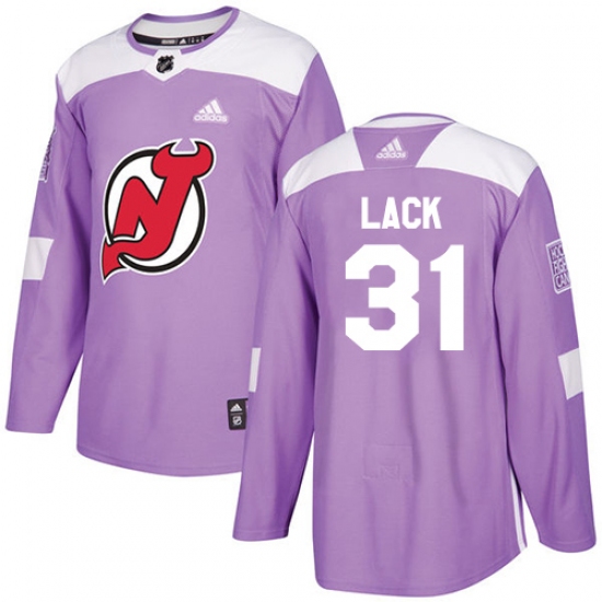 Youth Adidas New Jersey Devils #31 Eddie Lack Authentic Purple Fights Cancer Practice NHL Jersey - Ujersey