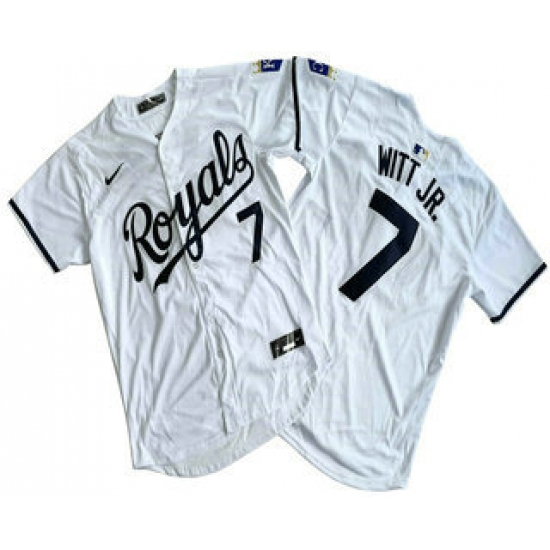 Men's Kansas City Royals #7 Bobby Witt Jr Number White Black Name Limited Stitched Jersey - Ujersey