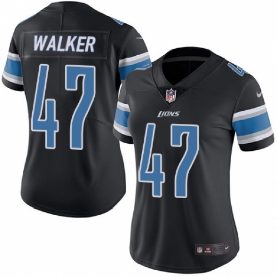 Women's Nike Detroit Lions #47 Tracy Walker Limited Black Rush Vapor Untouchable NFL Jersey - Ujersey