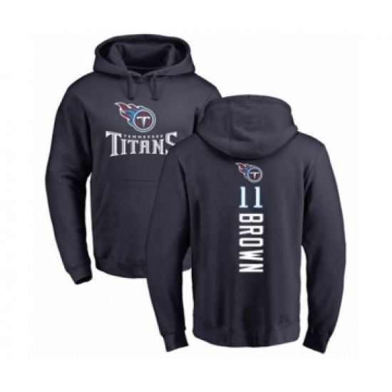 Football Tennessee Titans #11 A.J. Brown Navy Blue Backer Pullover Hoodie - Ujersey