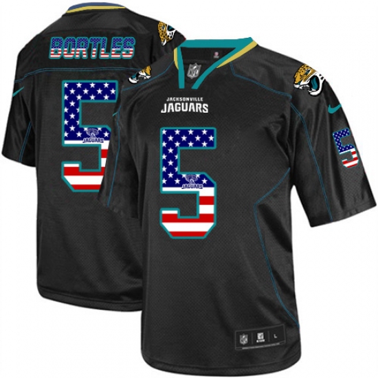 Men's Nike Jacksonville Jaguars #5 Blake Bortles Elite Black USA Flag Fashion NFL Jersey - Ujersey