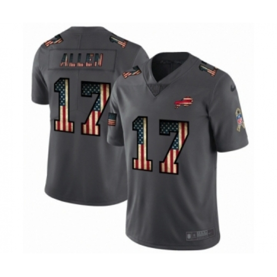 Men's Buffalo Bills #17 Josh Allen Limited Black USA Flag 2019 Salute To Service Football Jersey - Ujersey